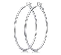 Senteria Silver Hoops Earrings for Women,925 Sterling Silver Hoop Earrings Hypoallergenic Large silvers Hoops Lightweight Big Thin Hoop Earring 60MM