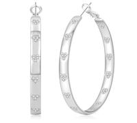 Senteria Silver Hoops Earrings for Women Hypoallergenic Large Sterling Silver Hoop Earrings with Heart Cubic Zirconia Lightweight Big Hoop Earring for Women 50MM