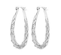 Senteria Sterling Silver Hoop Earrings for Women Silvers Oval Hoop Earrings Hypoallergenic Lightweight Thick Twist Silver Hoops