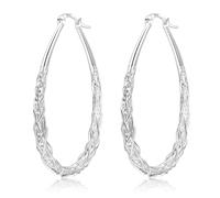 Senteria Sterling Silver Hoop Earrings for Women Silvers Oval Hoop Earrings Hypoallergenic Lightweight Thick Twist Silver Hoops