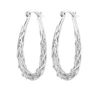 Senteria Sterling Silver Hoop Earrings for Women Silvers Oval Hoop Earrings Hypoallergenic Lightweight Thick Twist Silver Hoops