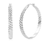 Senteria Sterling Silver Hoop Earrings Hypoallergenic Large Silver Hoops Earrings for Women Lightweight Big Hoop Earring for Women 50MM