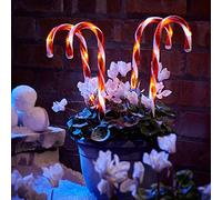Sentik® 4 Pack Battery Powered Christmas Candy Cane Pathway Garden Stake Lights Festive Outdoor Decoration (Red & White)