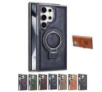 Sentiment Value Leather Phone Case, Sentiment Value For Samsung Galaxy S24 and Galaxy S23 Series, Luxurious Leather Magnetic Case with Invisible Stand (Blue,S25 ultra)