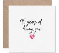 Sentimental 45th Anniversary Card - Celebrating 45 Years Together - Simple Pink Heart Motif on Crisp White - A Touching Tribute to Lasting Love - 145mm Square, Envelope Included
