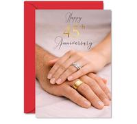 Sentimental 45th Anniversary Card - Celebrating 45 Years Together - Elegant Close-up of Wedding Rings and Hands - A Touching Tribute to Lasting Love - A5, Envelope Included