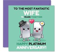 Sentimental 70th Anniversary Card for Wife - Celebratory Sparkle for Your Platinum Milestone - 145mm Square, Envelope Included