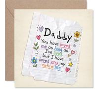 Sentimental Birthday Card for Daddy - Childlike Doodles and Heartfelt Words, Father's Day - 145mm Square, Envelope Included