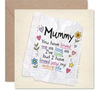Sentimental Birthday Card for Mummy - Bursting with Love from Your Little One - Colourful Notebook Doodles and Heartfelt Words, Mother's Day - 145mm Square, Envelope Included