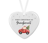 Sentimental Keepsake First Christmas Grandparents Santa Ceramic Heart Hanging Tree Bauble Decoration Gift