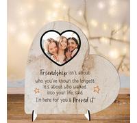 Sentimental Personalised Best Friend Freestanding Heart Plaques for Birthdays, Humorous Custom Friendship Plaque For Besties, Colleagues (Proved It, MDF Wood - Small - 85mm x 80mm)