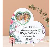 Sentimental Personalised Best Friend Freestanding Heart Plaques for Birthdays, Humorous Custom Friendship Plaque For Besties, Colleagues (Never Apart, MDF Wood - Small - 85mm x 80mm)