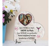 Sentimental Personalised Best Friend Freestanding Heart Plaques for Birthdays, Humorous Custom Friendship Plaque For Besties, Colleagues (Too Much, Acrylic - Small - 85mm x 80mm)