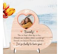 Sentimental Personalised Best Friend Freestanding Heart Plaques for Birthdays, Humorous Custom Friendship Plaque For Besties, Colleagues (Lucky to Have You, MDF Wood - Medium - 135mm x 130mm)