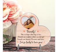 Sentimental Personalised Best Friend Freestanding Heart Plaques for Birthdays, Humorous Custom Friendship Plaque For Besties, Colleagues (Lucky to Have You, Acrylic - Large - 190mm x 185mm)