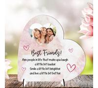 Sentimental Personalised Best Friend Freestanding Heart Plaques for Birthdays, Humorous Custom Friendship Plaque For Besties, Colleagues (Best Friends, MDF Wood - Small - 85mm x 80mm)