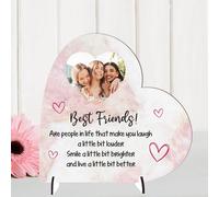 Sentimental Personalised Best Friend Freestanding Heart Plaques for Birthdays, Humorous Custom Friendship Plaque For Besties, Colleagues (Best Friends, MDF Wood - Large - 190mm x 185mm)