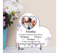 Sentimental Personalised Best Friend Freestanding Heart Plaques for Birthdays, Humorous Custom Friendship Plaque For Besties, Colleagues (Hard to Find, Acrylic - Large - 190mm x 185mm)