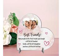 Sentimental Personalised Best Friend Freestanding Heart Plaques for Birthdays, Humorous Custom Friendship Plaque For Besties, Colleagues (Best Friends, Acrylic - Small - 85mm x 80mm)