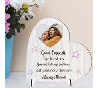 Sentimental Personalised Best Friend Freestanding Heart Plaques for Birthdays, Humorous Custom Friendship Plaque For Besties, Colleagues (Like Stars, MDF Wood - Small - 85mm x 80mm)