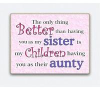 Sentimental Sister and Aunty Quote Decorative Magnet, Pink, 11 cm x 8 cm, Made in UK