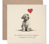 Sentimental Sympathy Card - Tender Words for a Difficult Time - Pencil-style Puppy with Heart Balloon Illustration - A Gentle Way to Show You Care - 145mm Square, Envelope Included