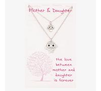 Sentiments Mother and Daughter Matching Owls Pendants 20083 T.H.Baker Silver 16-18inch