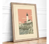 Sentinel by the Sea Coastal Framed Wall Art Print A1 Oak Frame