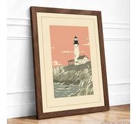Sentinel by the Sea Coastal Framed Wall Art Print A4 (29.7×21cm) Walnut, Wall Decor for Living Room, Bedroom, Office & Home, Ready to Hang, Art Gift