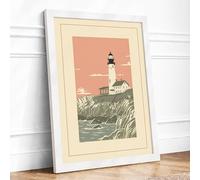 Sentinel by the Sea Coastal Framed Wall Art Print A4 (29.7×21cm) White, Wall Decor for Living Room, Bedroom, Office & Home, Ready to Hang, Art Gift