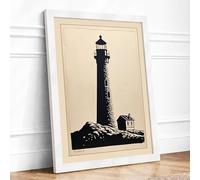 Sentinel by the Shore Coastal Framed Wall Art Print A1 (84.1×59.4cm) White, Wall Decor for Living Room, Bedroom, Office & Home, Ready to Hang, Art Gift