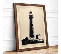 Sentinel by the Shore Coastal Framed Wall Art Print A3 (42×29.7cm) Walnut, Wall Decor for Living Room, Bedroom, Office & Home, Ready to Hang, Art Gift