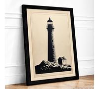Sentinel by the Shore Coastal Framed Wall Art Print A4 (29.7×21cm) Black, Wall Decor for Living Room, Bedroom, Office & Home, Ready to Hang, Art Gift
