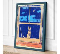 Sentinel in the Night Japandi Canvas Wall Art Print 36x24 Inch | Ready to Hang, Gallery Wrapped, Fade-Resistant Inks, Securely Packaged, UK Made