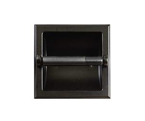 SENTO Classic Black Recessed Toilet Paper Holder, Wall Mounted Heavy Duty Metal Toilet Paper Roll Holder with Rear Mounting Bracket, in Wall, Easy Installation, Matte Black