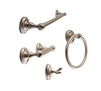SENTO ROBIKI Modern Nickel Bathroom Hardware Accessories Set, Includes Robe Hook, Toilet Paper Holder, Towel Ring, 24" Towel Bar, Duty Metal Bath Hardware Set Wall Mounted(4-Piece, Satin Nickel)