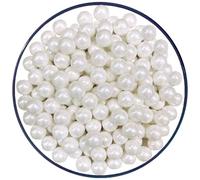 Sentovac 10mm White Pearl Sprinkles Large Edible Cake Decorating Sugar Candy Cookie Cake Cupcake Topper Ice Cream Baking Decorations Halloween Christmas Valentines Wedding Supplies