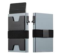 Sentron - Slim Aluminum Card Holder Wallet for Men, Durable Expandable Backplate, RFID Blocking Minimalist Metal Pop Up Wallet, Holds 12+ Cards Plus Cash (Grey)