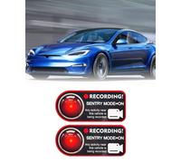 Sentry Mode Sticker, Static Sticker Decals, Warning Decals,Back Window Decal Stickers, Car Camera Record Window Stickers Paste Without Trace Compatible with Tesla Model Y 3 S X (2pcs)