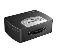 SentrySafe Portable Black Safe Box with Digital Keypad Lock, Small Steel Travel Safe with Carrying Handle for Money, Passport, 0.21 Cubic Feet, 4.4 x 13 x 10 Inches, P021E