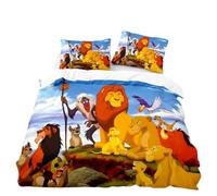 SENTUBILA Lion King Bed Linen 135 x 200, Children's Bedding Sets, Simba Duvet Cover and Pillowcase 80 x 80 cm, Children's Gift Lion King (B, 220 x 240 cm + 80 x 80 cm)