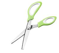 Senua Zigzag Shears, Professional Stainless Steel Tailor Pinking Scissors for Felt Paper Fabric Cutting/Sewing, Handled Zig Zag Scissors - Green