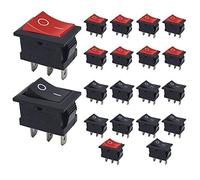 Senven 20Pcs ON/OFF Toggle Switch, 3 Strokes Mini Boat Rocker Switch Automotive Switch AC 6A / 250V, 10A / 125V, Mini Electronic On Off Switch for Car, Boat, Home Appliances (Red +10 Black +10)
