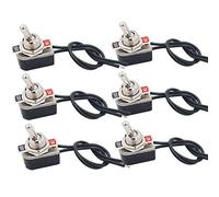 Senven 6Pcs car Mini Toggle Switch with pre-Wired, ON-Off 2-Position 2-pin SPST Metal Rocker Switch for car Trucks and Ships - 3A 250VAC / 6A 125VAC