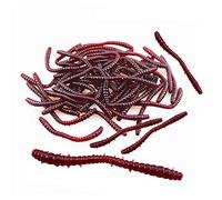 Senven FISHING_HOOK Artificial Earthworms, 100Pcs Biomimetic Soft Silicone Worm Lures Green Environment Strong Temptation Bait Fake RedWorms, 60 × 5mm, 0.7g/Pc