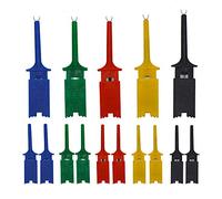 senvenelec 15pcs Multimeter Wire Lead Test Hook Clip Electronic Mini Test Probe Set, Red × 3 Blue × 3 Black × 3 Yellow × 3 Green × 3 for Repair Tool, Probe Grabber, PCB Tester Grabber