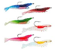 Senvenelec 6 Pcs Artificial Shrimp Bait, Beautiful Colours Fishing Lure, Bionic Shrimp for Outdoor Fishing, Soft Fishing Lure with Hooks Fishing Hooks - 6 Colours