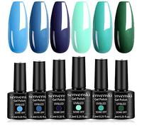 Senvenski Blue Gel Nail Polish Kit - UV/LED Nail Art Set with Navy Royal Cobalt Blue Army Green Teal Olive Emerald Turquoise Colours | Manicure Gift Kit for Women, Professional Salon Home Use(CS6-011)