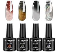 Senvenski Color Changing Gel Nail Polish Kit, UV/LED Thermal Temperature Nail Art Set with Black White Red Grey Brown Gold Glitter Colours | Manicure Gift Kit for Women, Salon Home Use (WB018)