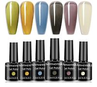 Senvenski Jelly Gel Nail Polish Kit - Translucent Colours with Sheer Finish Milky White Green Orange Blue Purple Grape Black | Vegan Nail Art Kit for Women Manicure Salon Finish at Home(BT6-001)